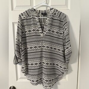 White & Black Aztec Blouse